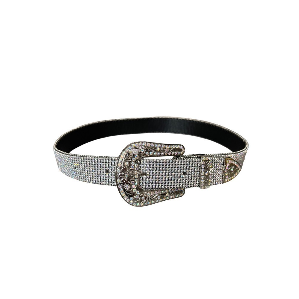 Sacred Hawk Silver Iridescent Rhinestone Western Cowgirl Belt M/L NEW‎